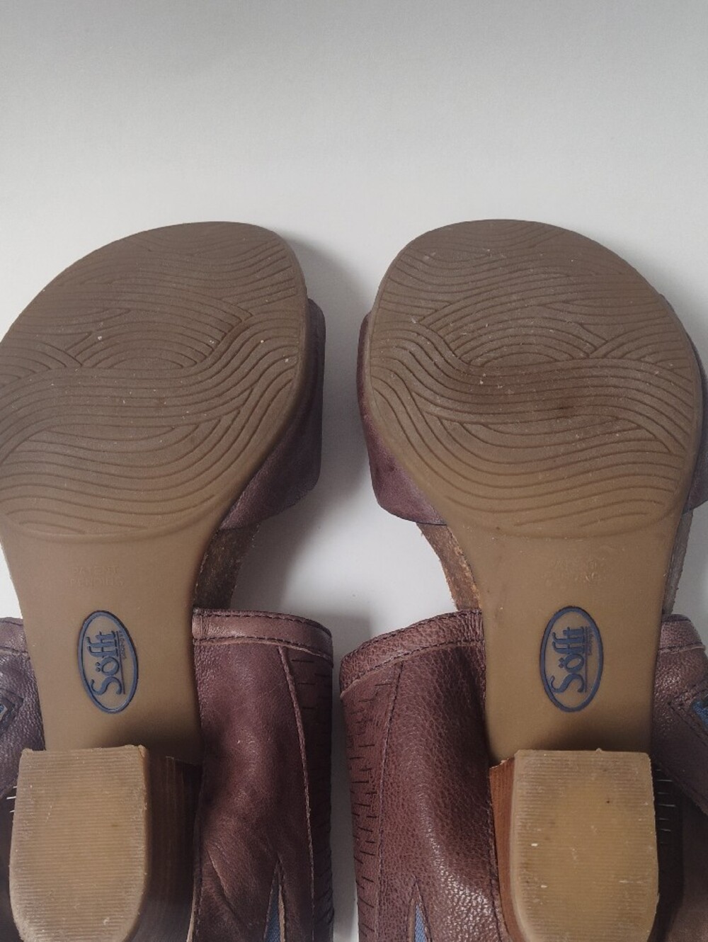 Sofft Brown Textured Leather Cuff Sandals with Ankle Strap - Picture 7 of 7